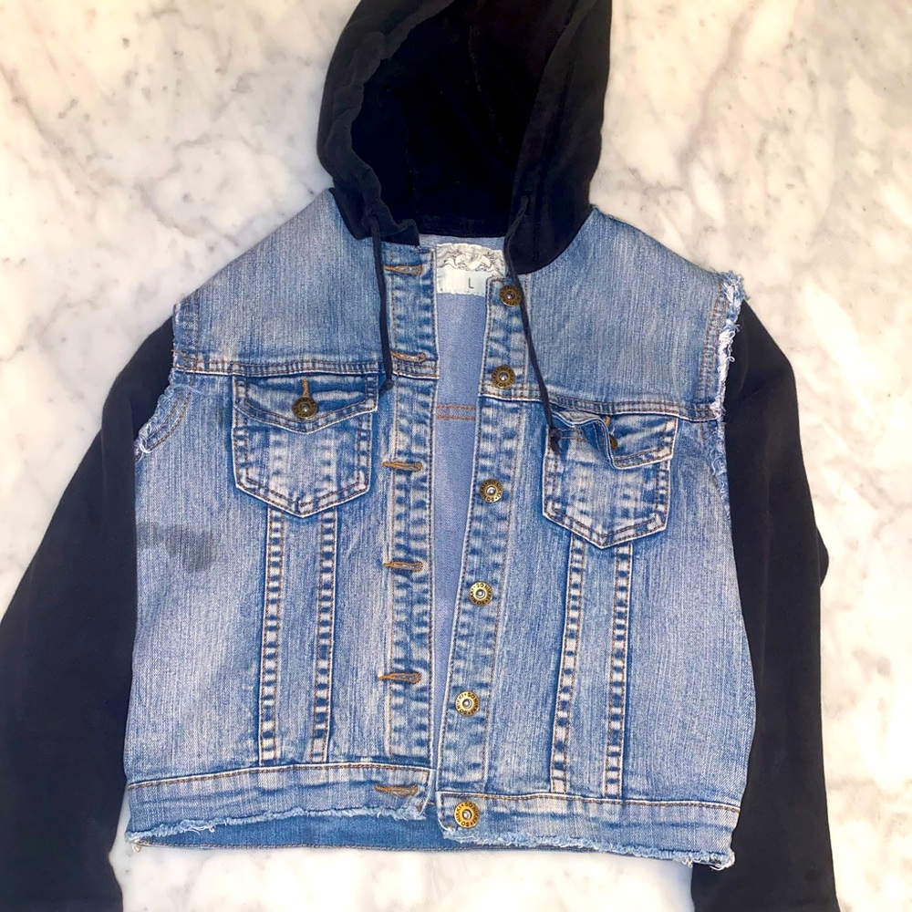 Gently Worn So Nikki Cute Denim Jean Jacket Hoodie!